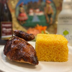 quarto de pollo con arroz y